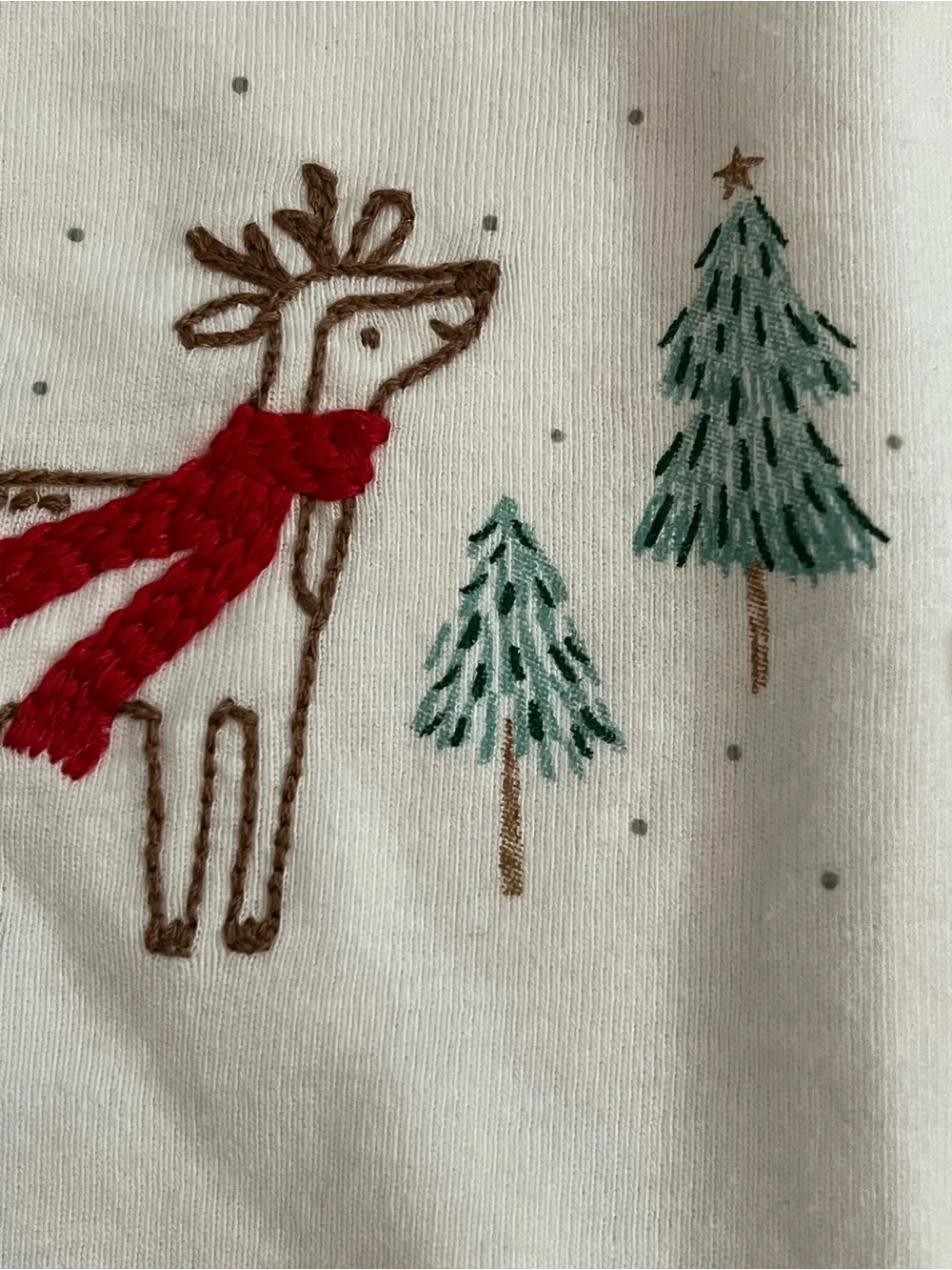 Carter's | White Long-Sleeve Bodysuit Embroidered Reindeer with Red Scarf Sz 6M